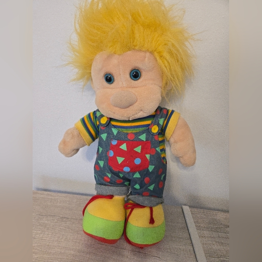 Vintage JSI Jumbo Troll Plush Boy With Overalls